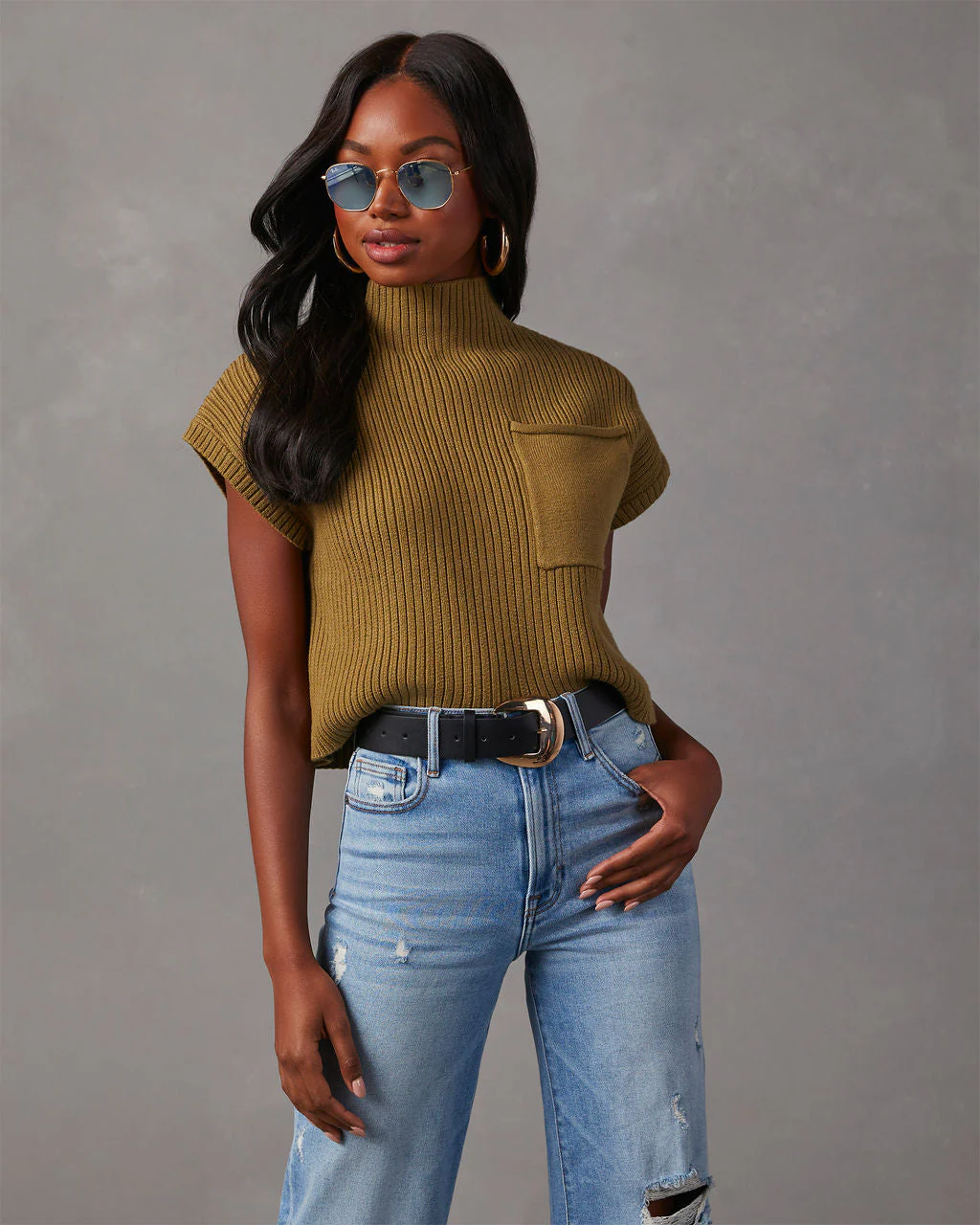 Brooke Mock Neck Short Sleeve Sweater - Image 19