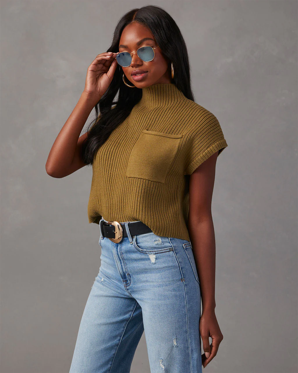 Brooke Mock Neck Short Sleeve Sweater - Image 20