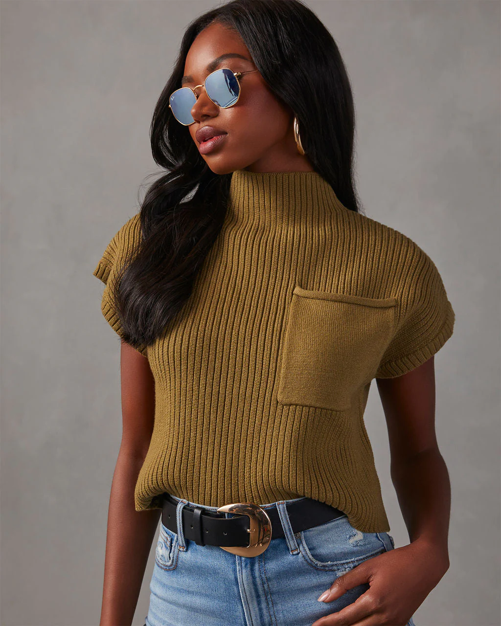 Brooke Mock Neck Short Sleeve Sweater - Image 22