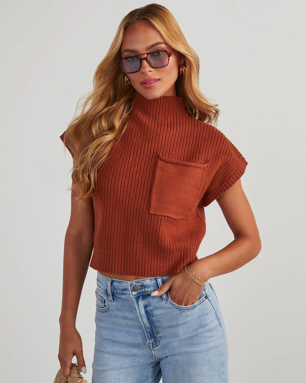 Brooke Mock Neck Short Sleeve Sweater - Image 26