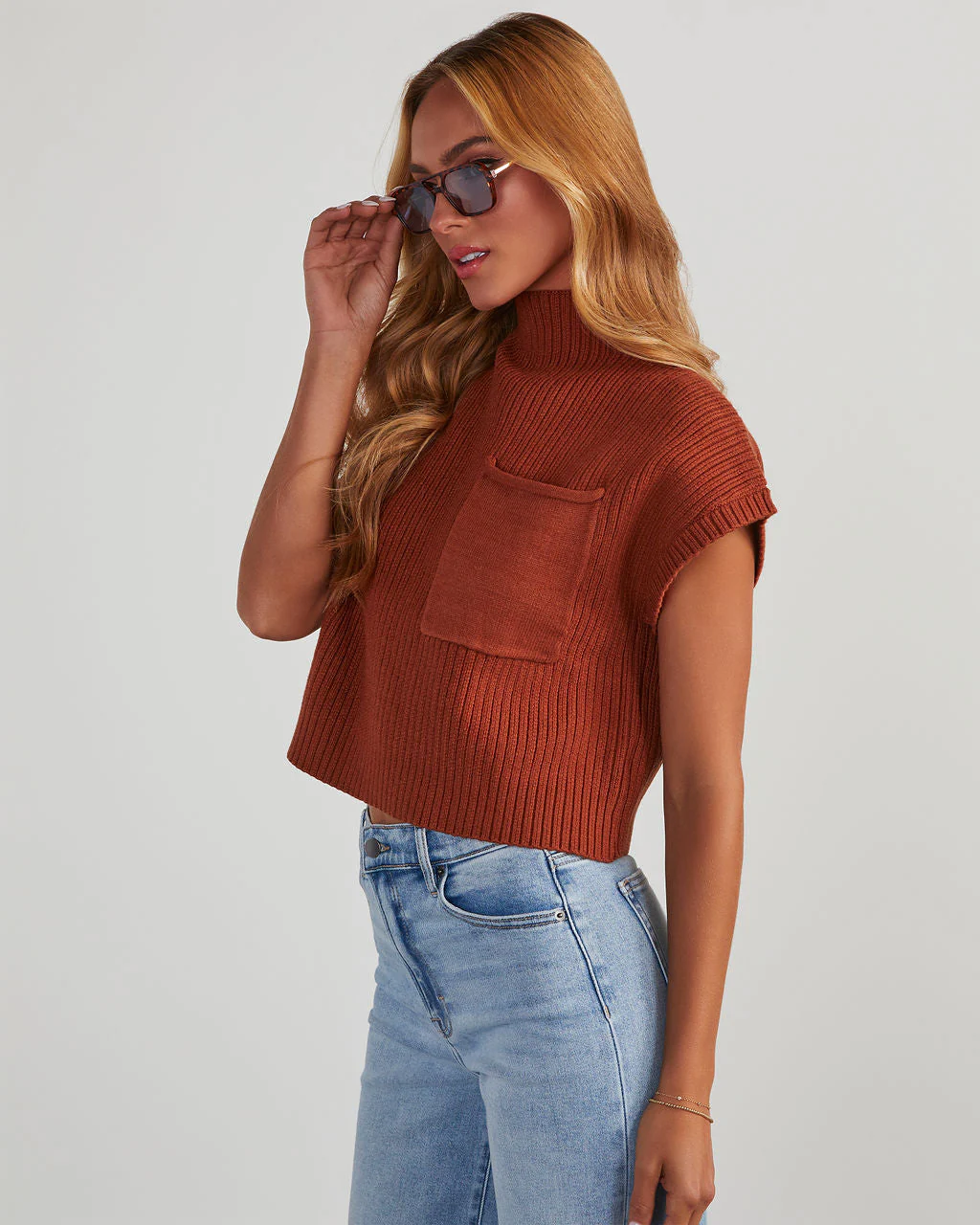 Brooke Mock Neck Short Sleeve Sweater - Image 28