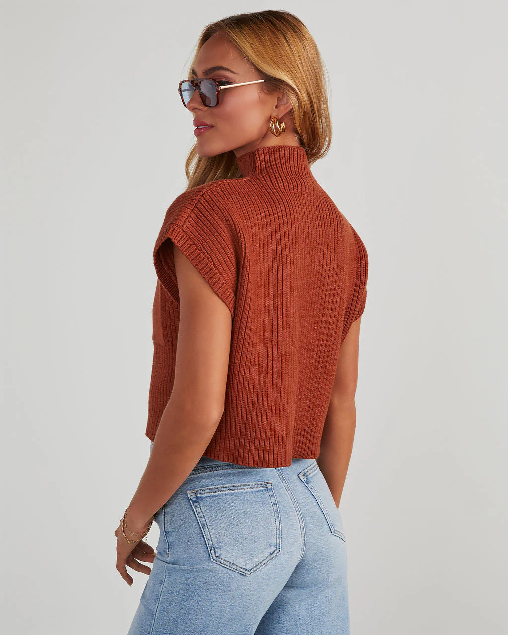 Brooke Mock Neck Short Sleeve Sweater - Image 29