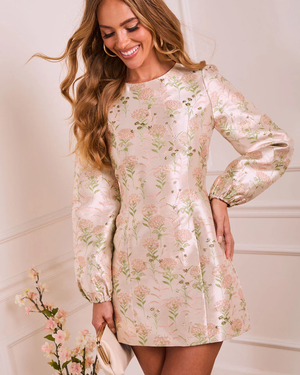 Brunch Bound Socialite Floral Brocade Mini Dress - Image 2