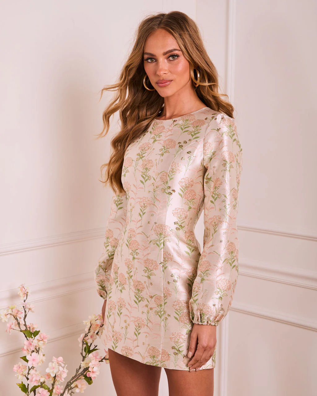 Brunch Bound Socialite Floral Brocade Mini Dress - Image 3