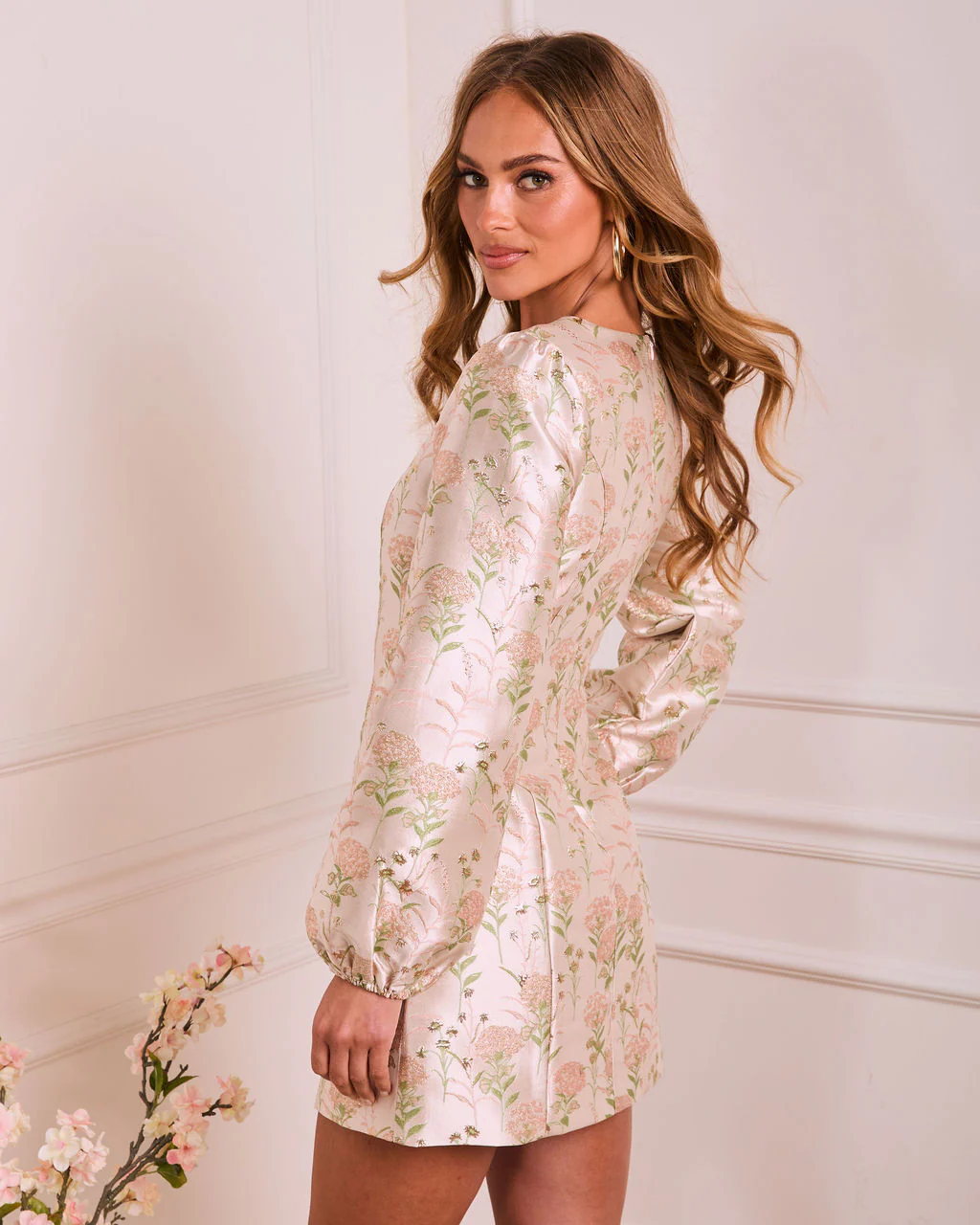 Brunch Bound Socialite Floral Brocade Mini Dress - Image 4