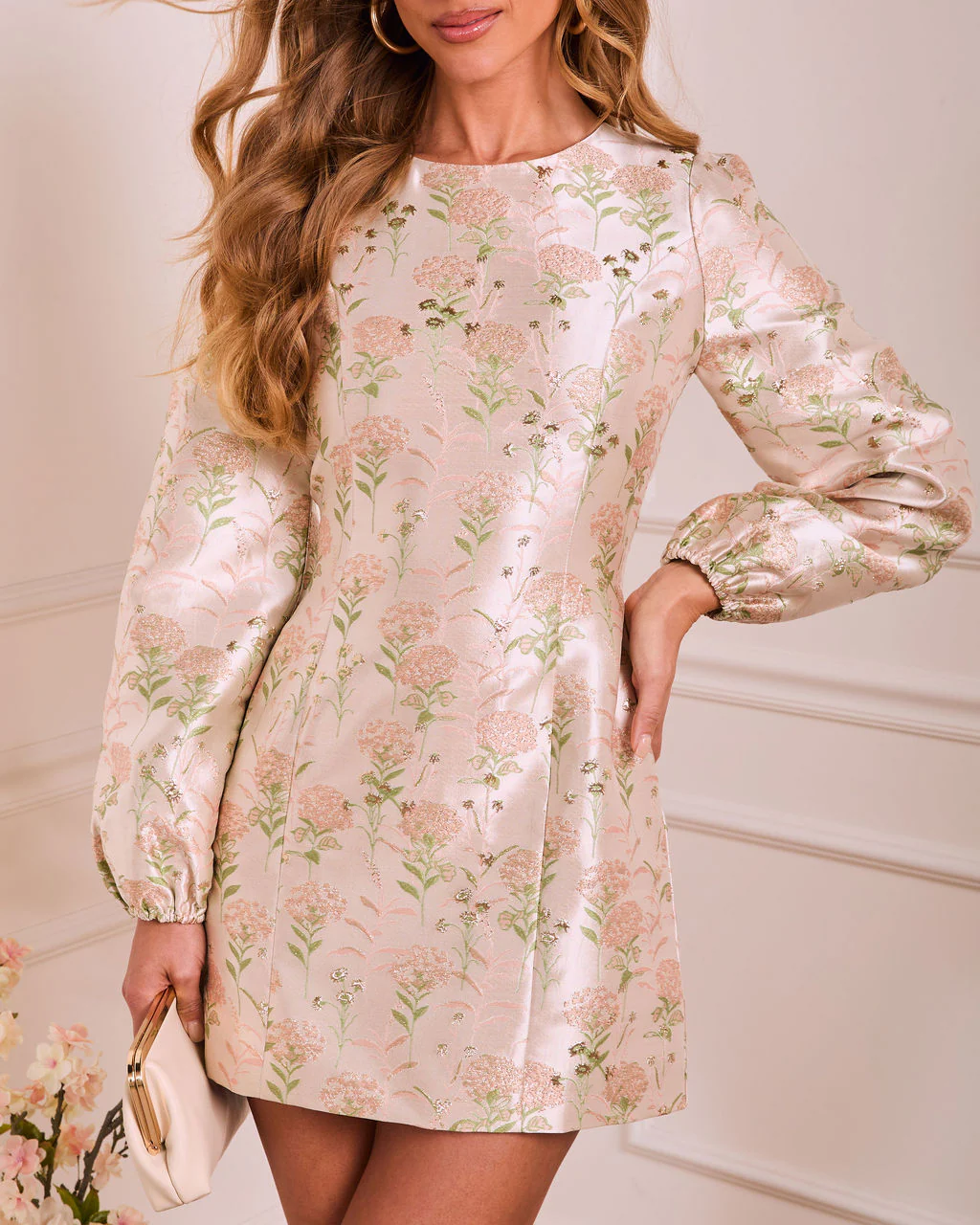 Brunch Bound Socialite Floral Brocade Mini Dress - Image 6