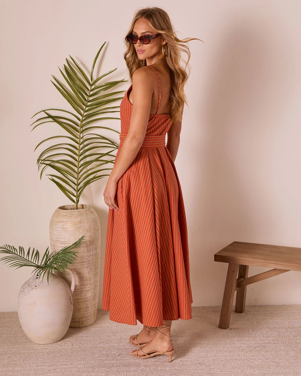 Bungalow Bliss Striped Belted Midi Dress - Image 4