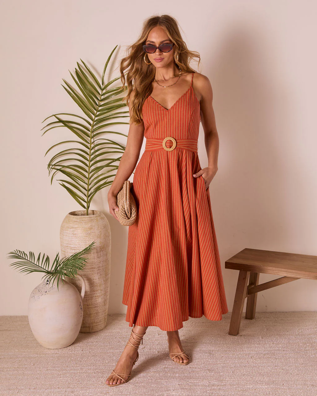 Bungalow Bliss Striped Belted Midi Dress - Image 5