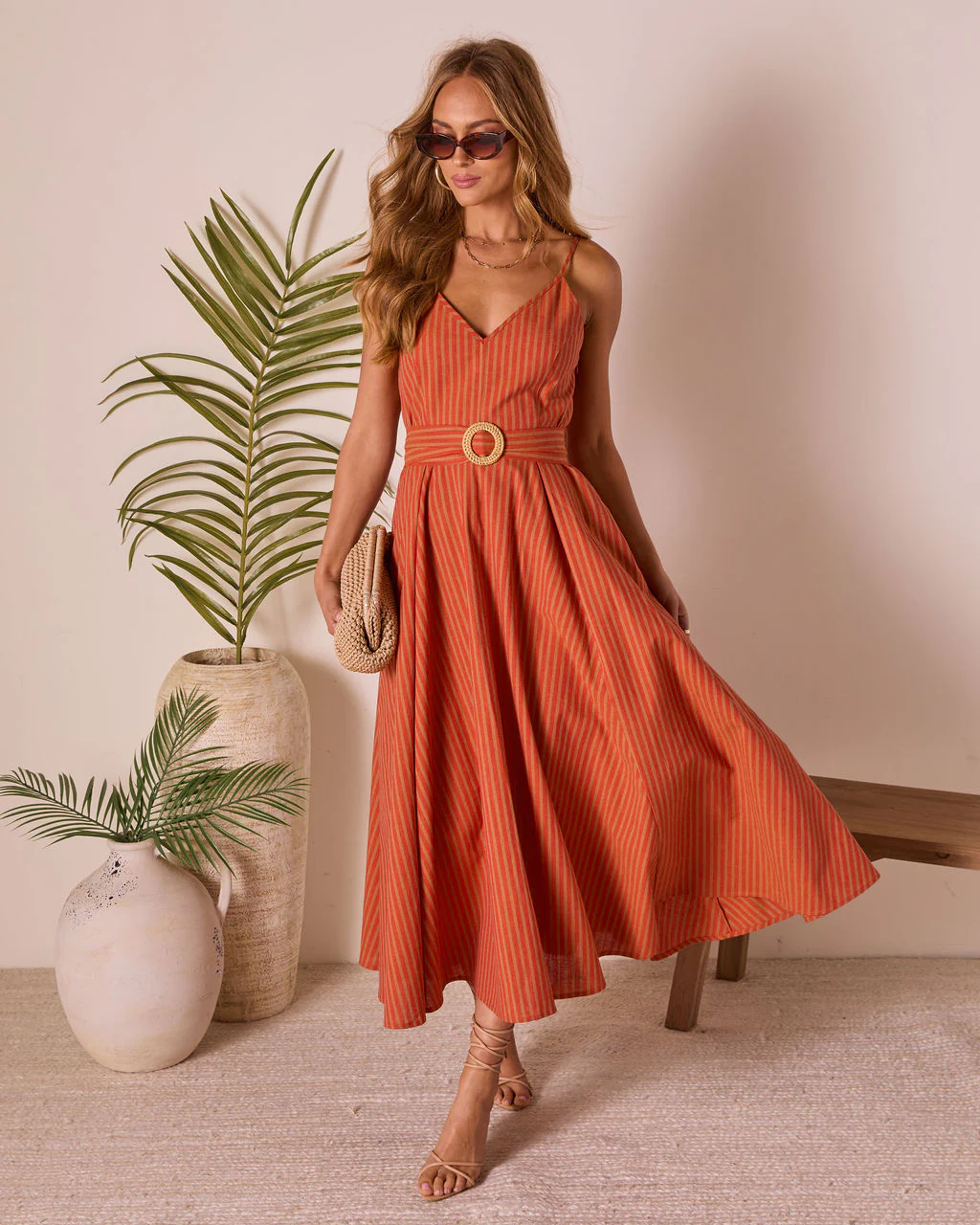 Bungalow Bliss Striped Belted Midi Dress - Image 6