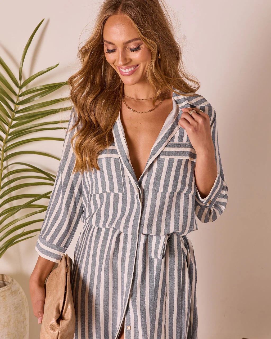 Cabana Cloud Striped Waist Tie Midi Dress - Image 2