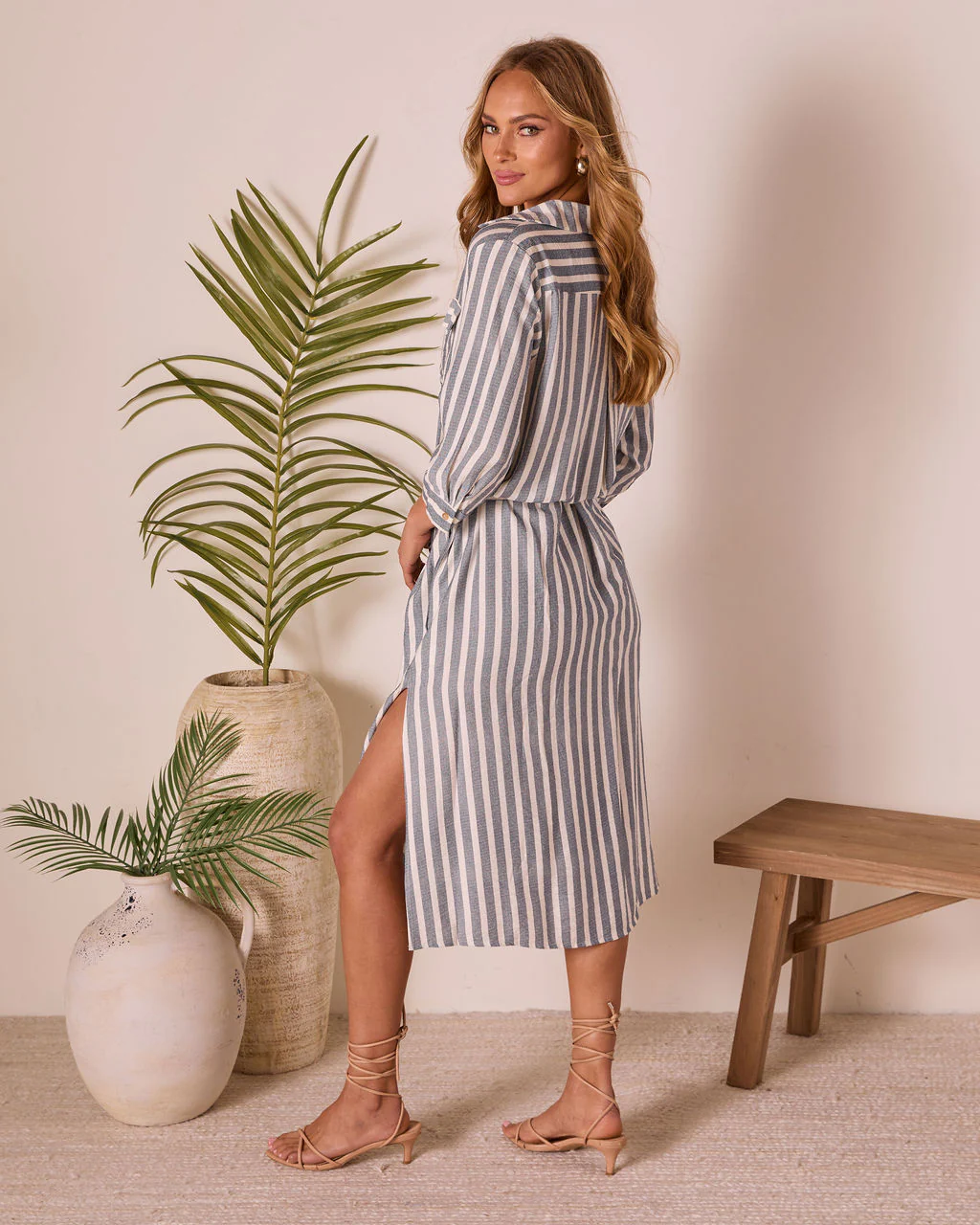 Cabana Cloud Striped Waist Tie Midi Dress - Image 4