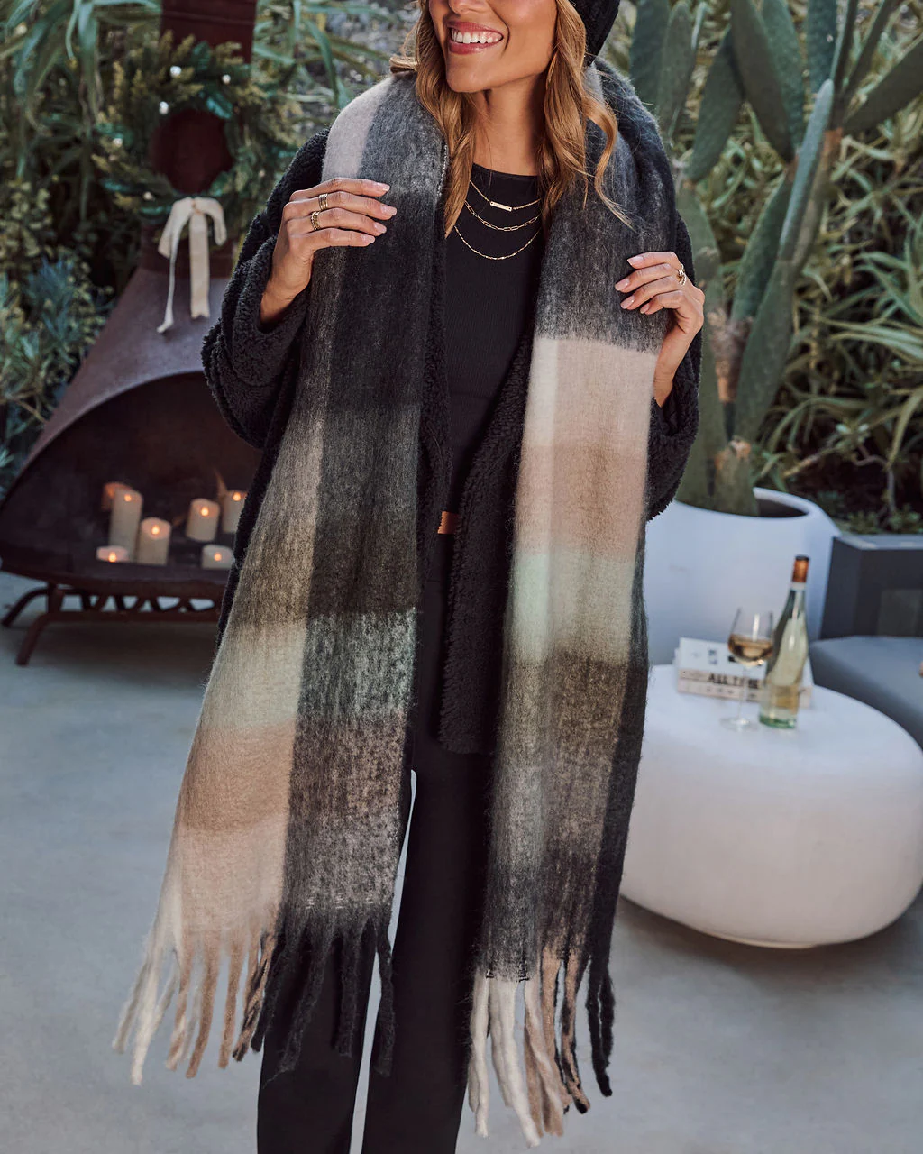 Cabin Light Plaid Print Scarf - Image 7
