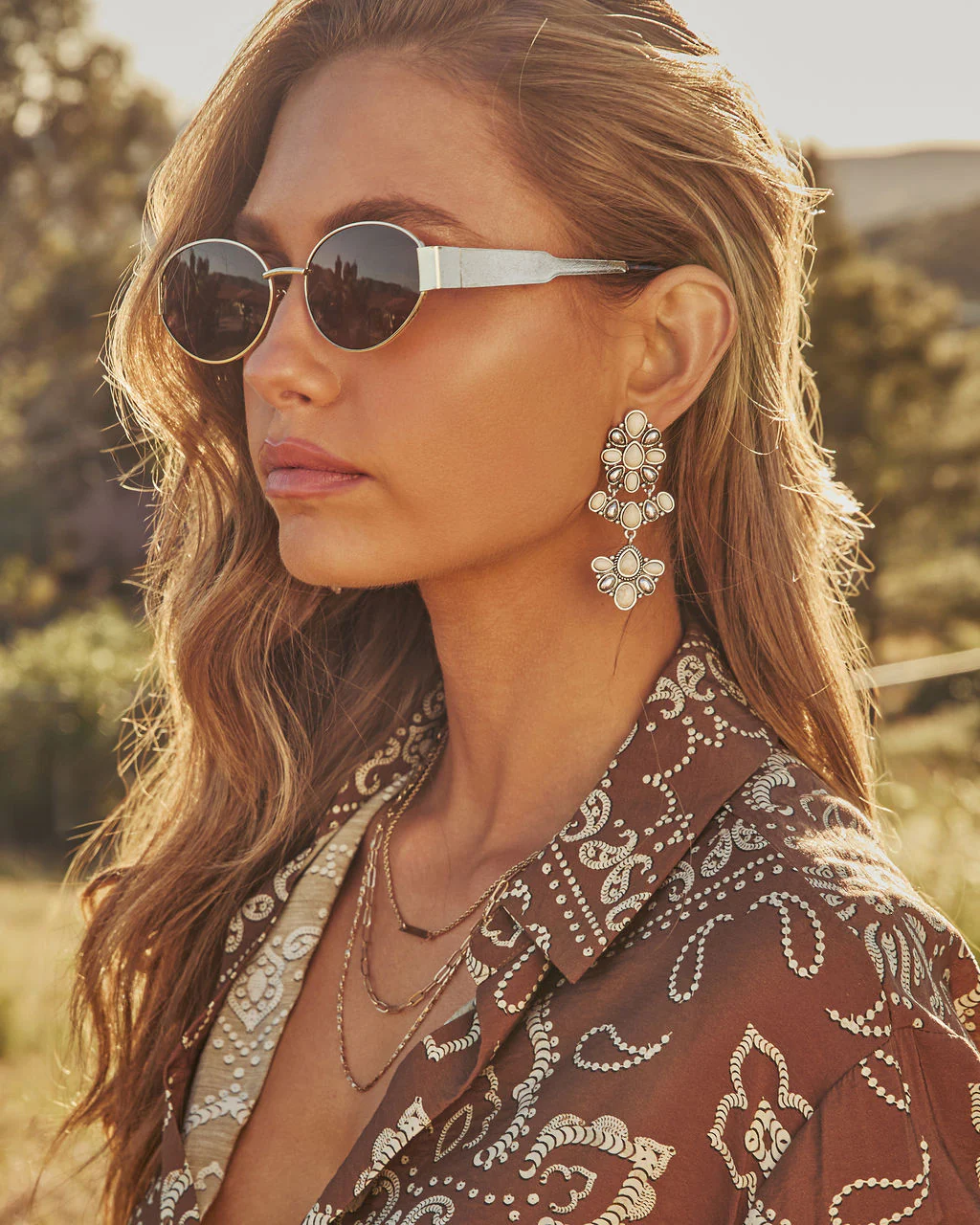 Calira Drop Gemstone Earrings - Image 3