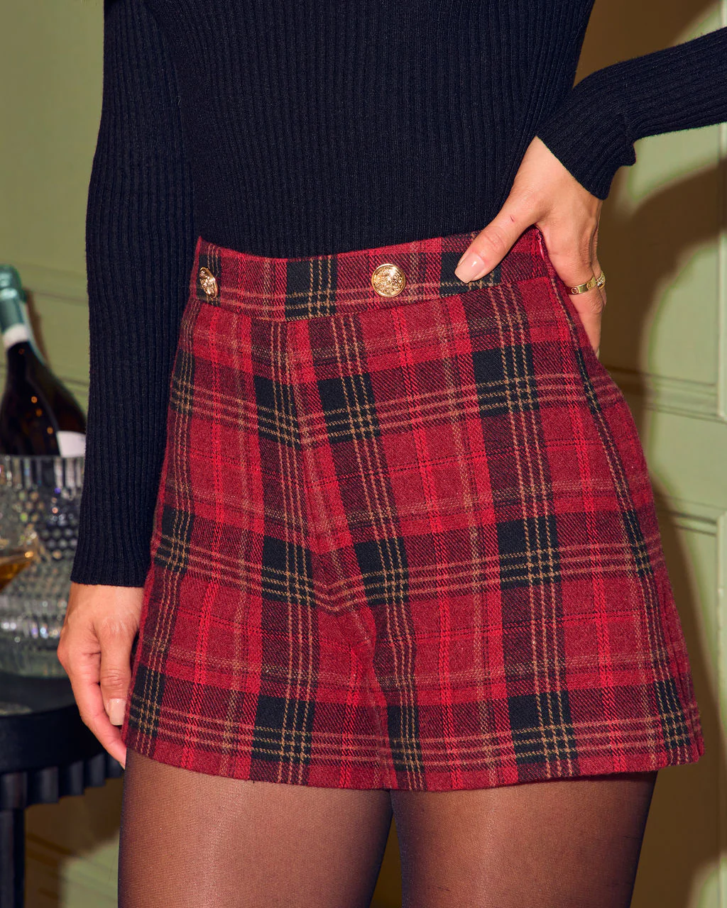 Calissa Tweed Plaid Shorts - Image 3