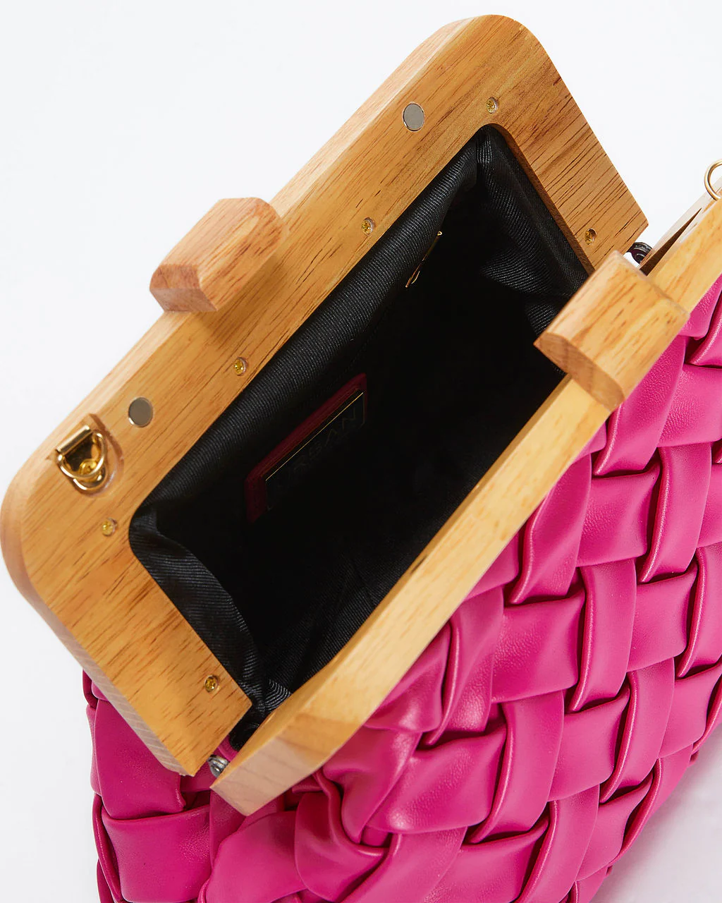 Callie Woven Faux Leather Clutch - Image 4