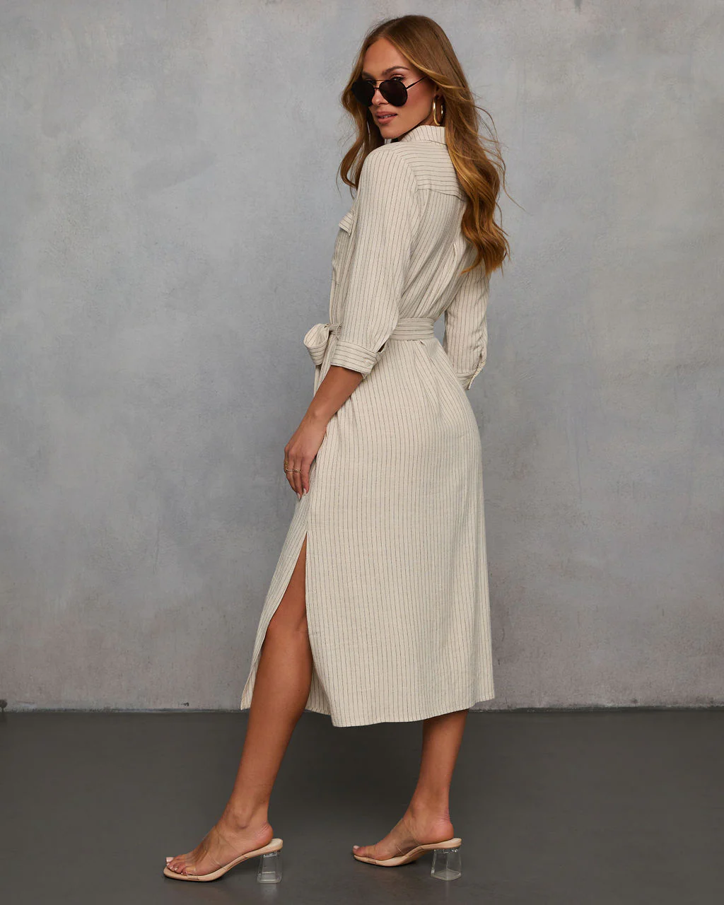 Calm Coast Striped Button Down Shirt Dress - Image 4
