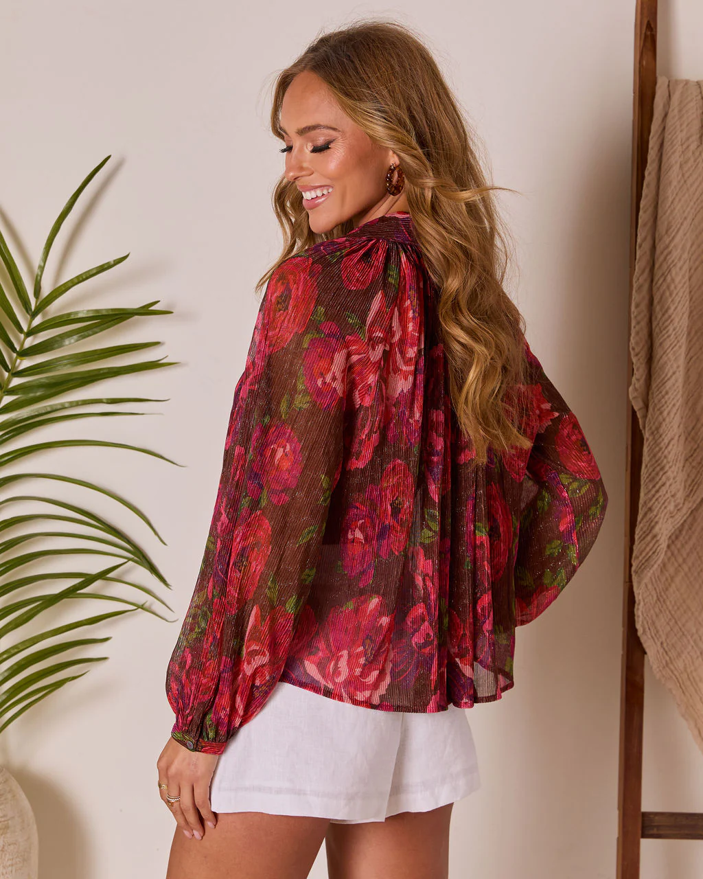 Camilah Print Pleated Chiffon Top - Image 4