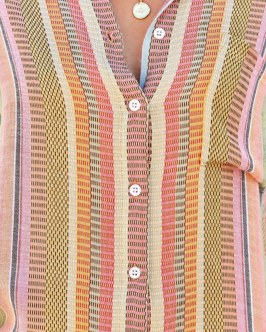 Camille Striped Woven Button Down Top - Image 5