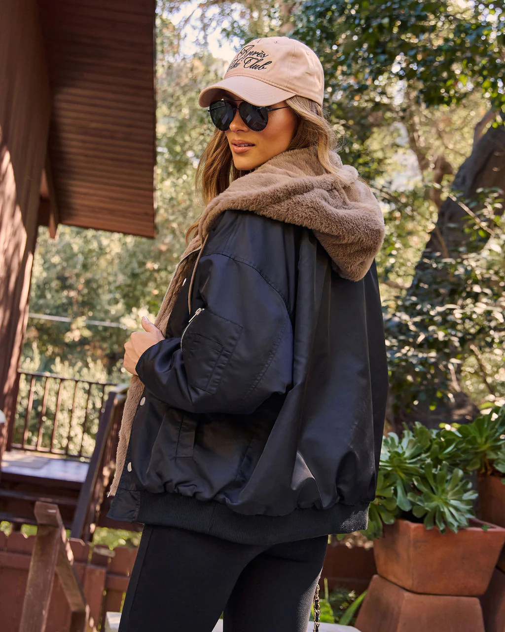 Campus Oversized Faux Fur Lined Bomber Jacket - Image 4
