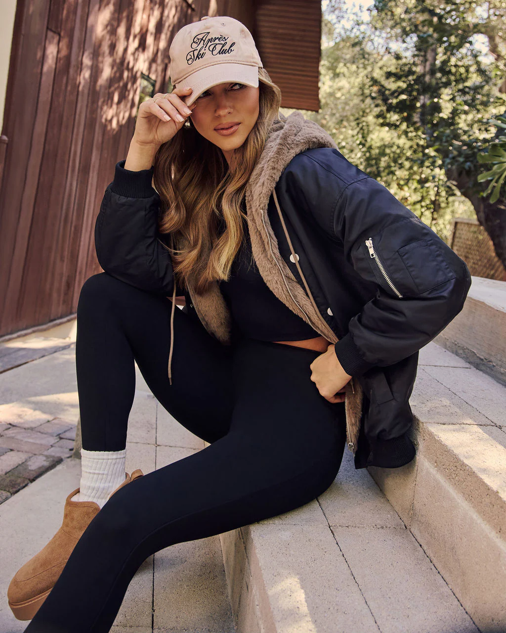 Campus Oversized Faux Fur Lined Bomber Jacket - Image 5