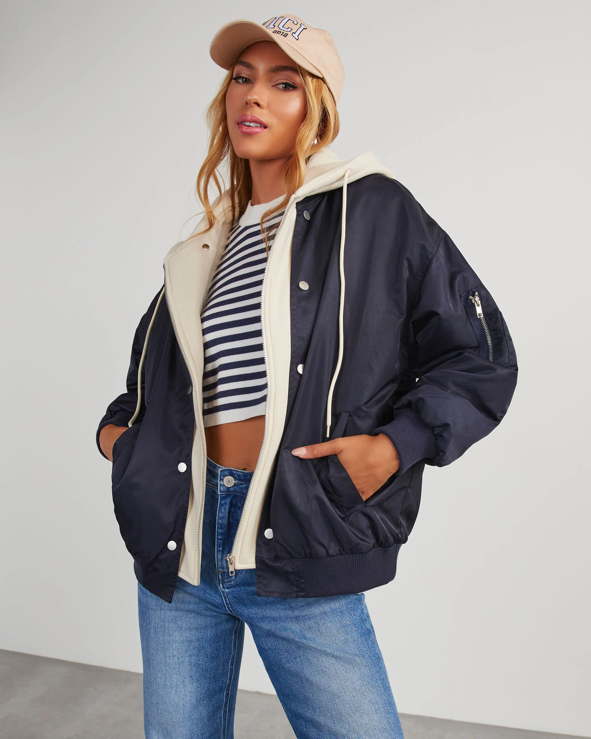 Campus Oversized Hooded Bomber Jacket - Image 6