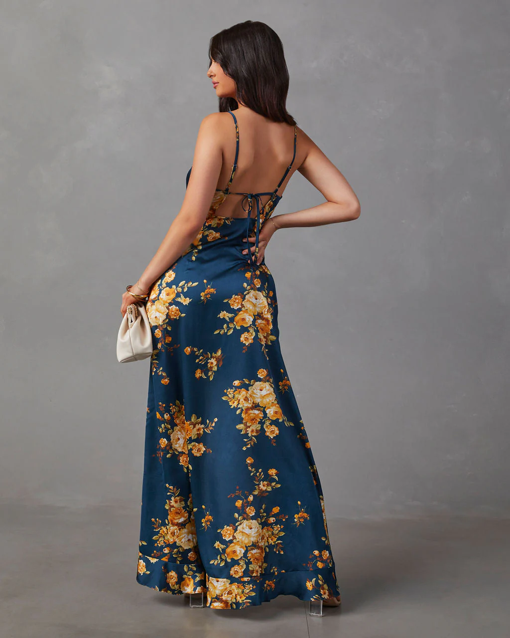 Capriccio Satin Floral Ruffle Maxi Dress - Image 28