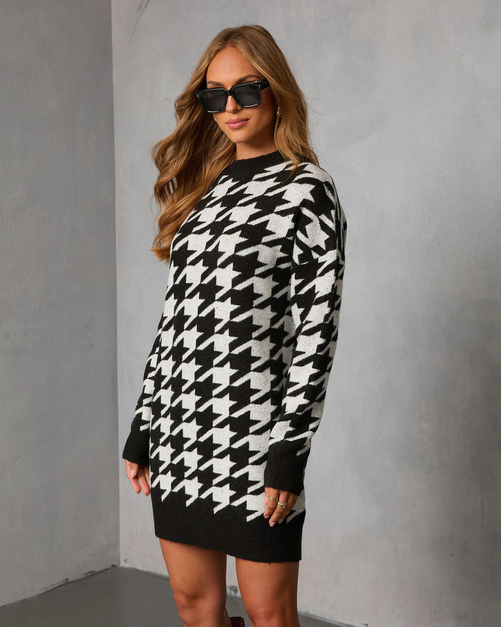 Carden Houndstooth Sweater Dress - Image 3