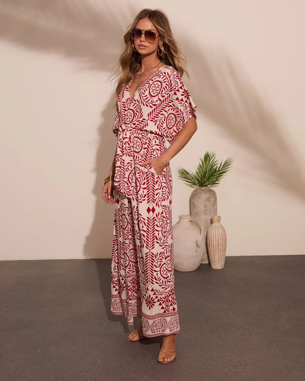 Carlea Abstract Print Waist Tie Jumpsuit - Image 3