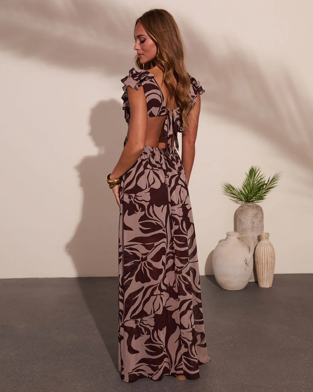 Carlita Ruffle Printed Cutout Maxi Dress - Image 4