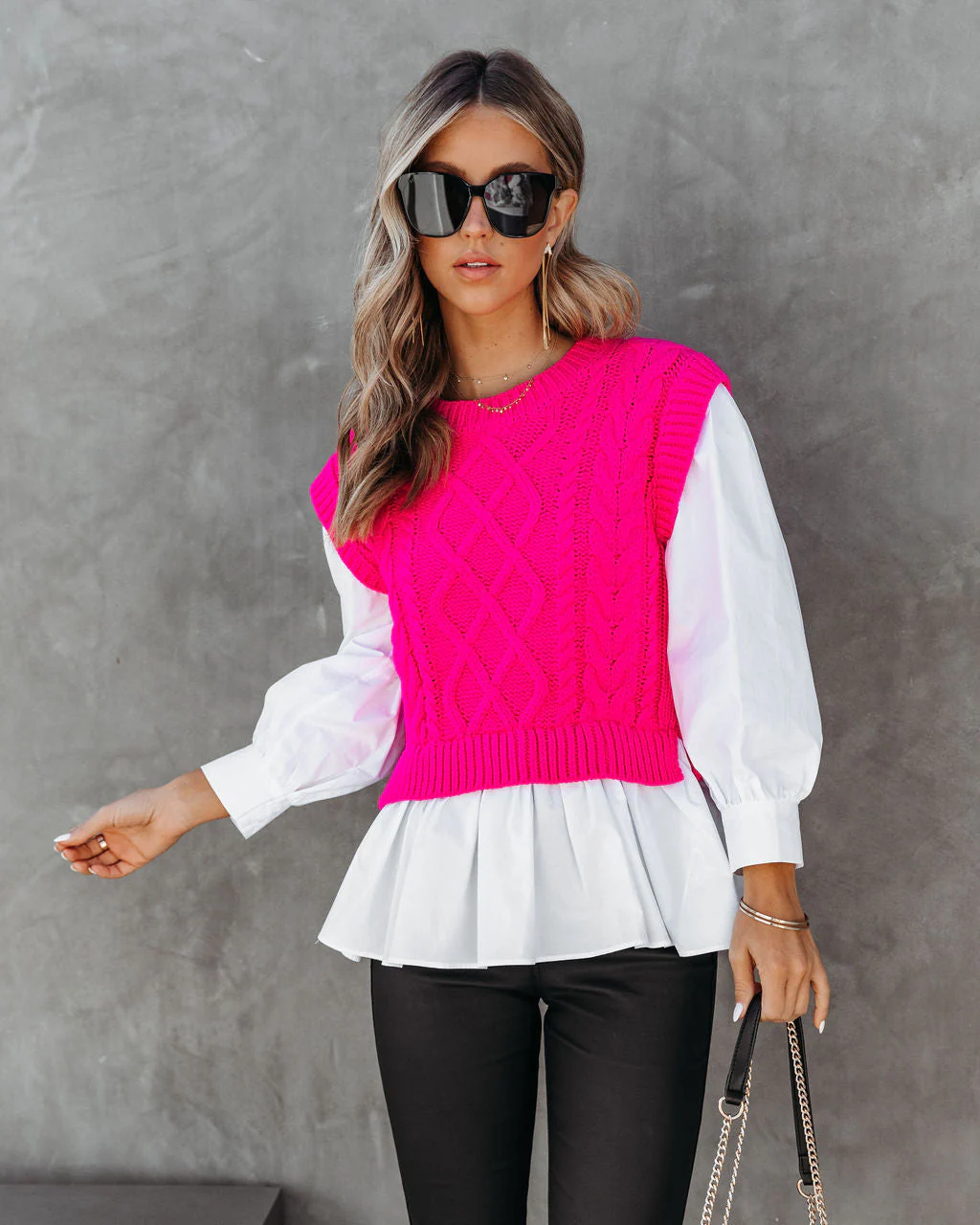 Carmine Contrast Knit Top - Image 15