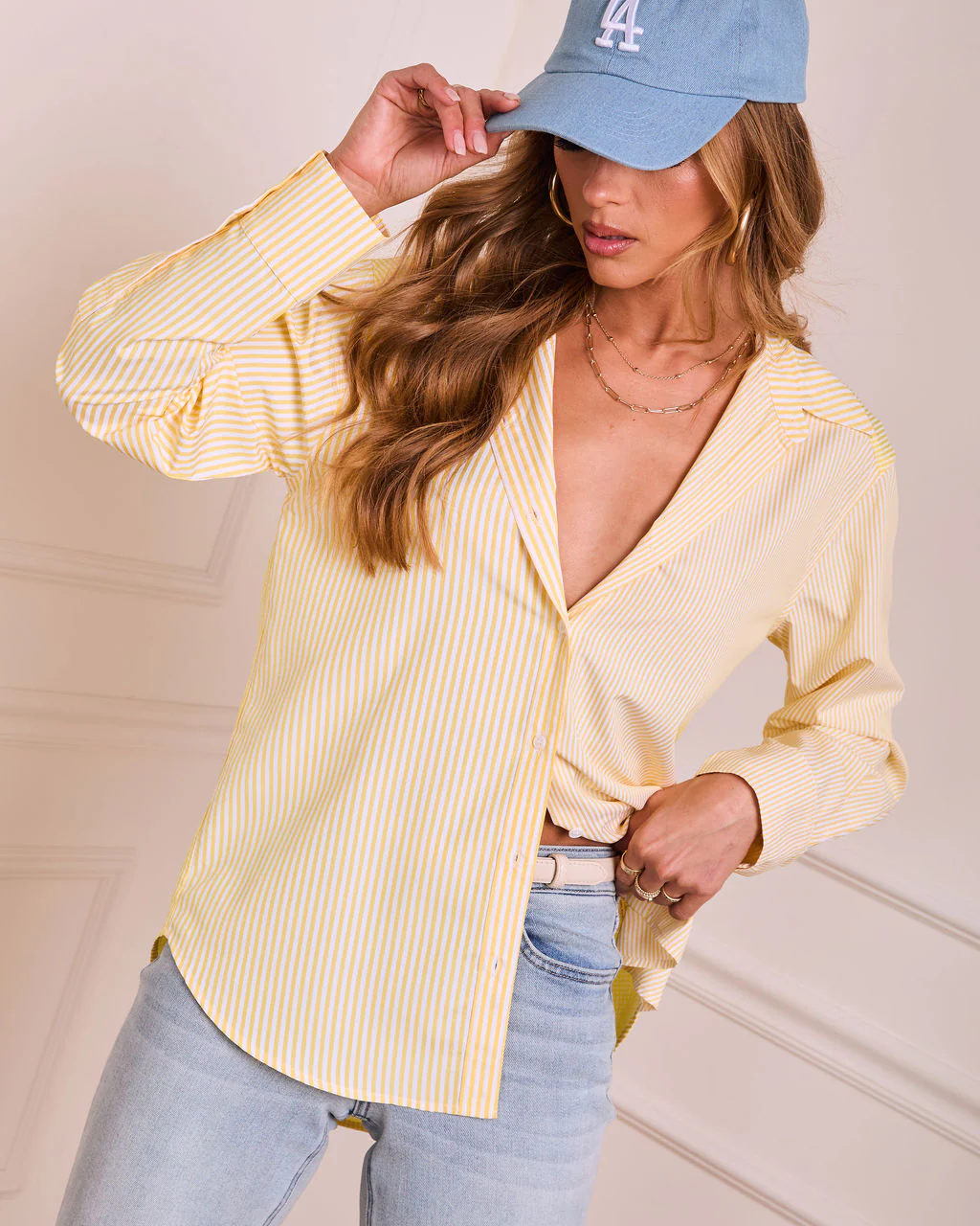 Casual Poise Striped Button Down Top - Image 5