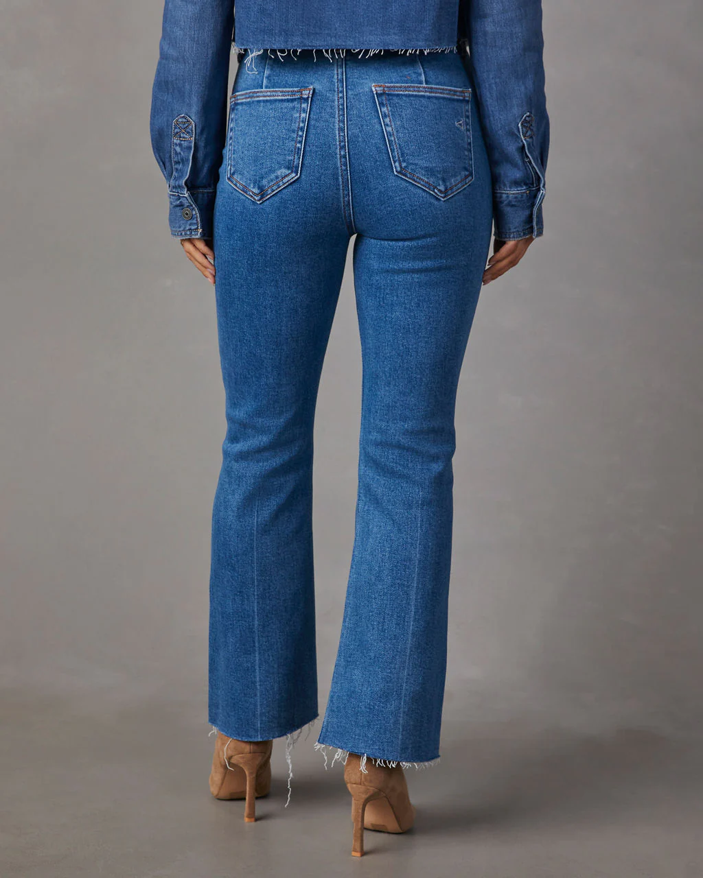 Casual Times Super Stretch High Rise Flare Cropped Jeans - Image 10