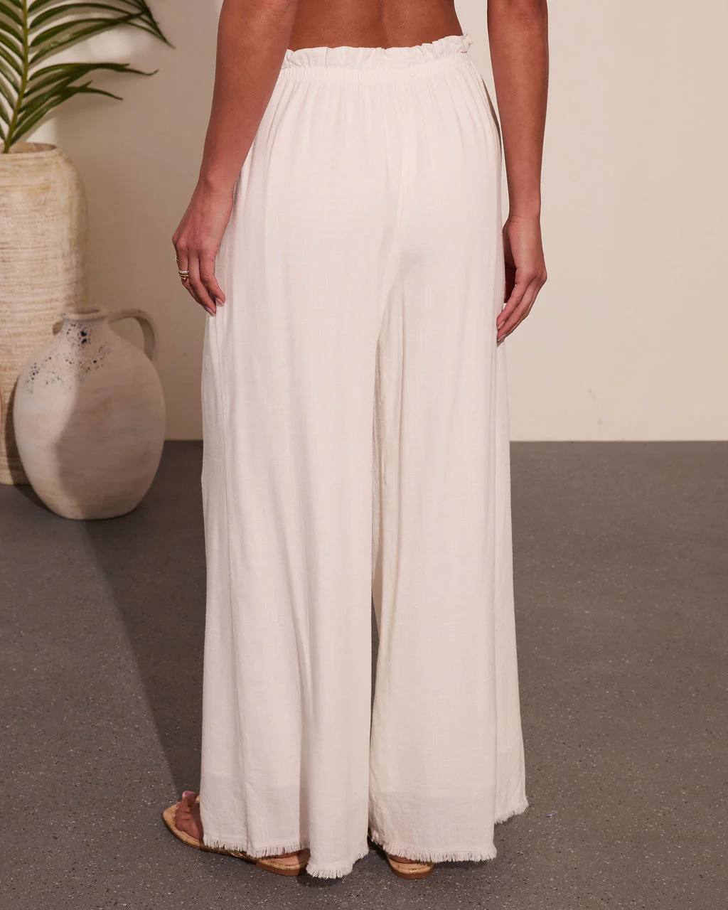 Catch Flights Drawstring Cover Up Linen Blend Pants - Image 4