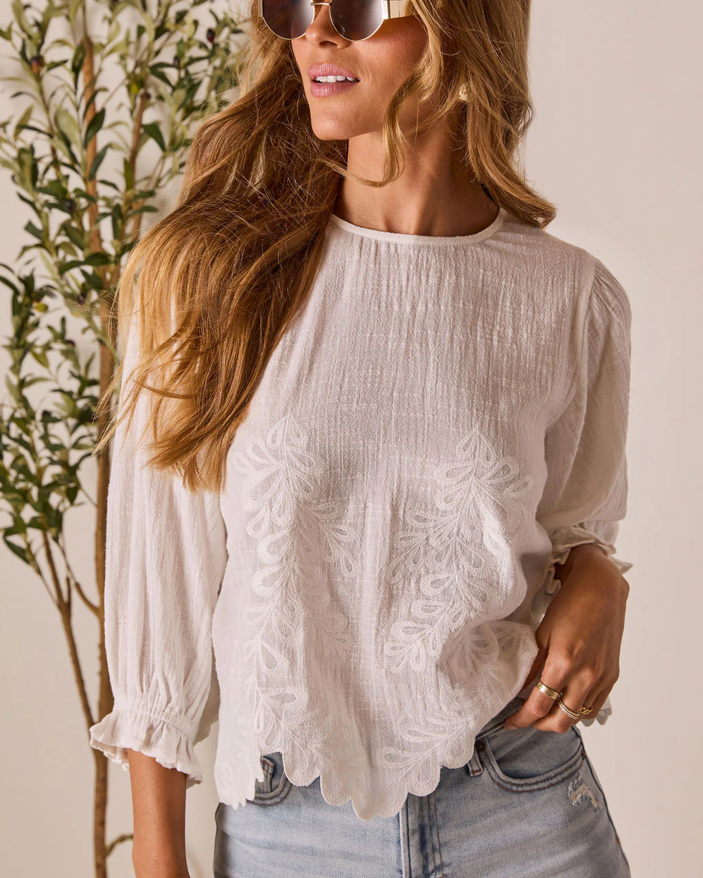 Cauline Embroidered Linen Top - Image 6