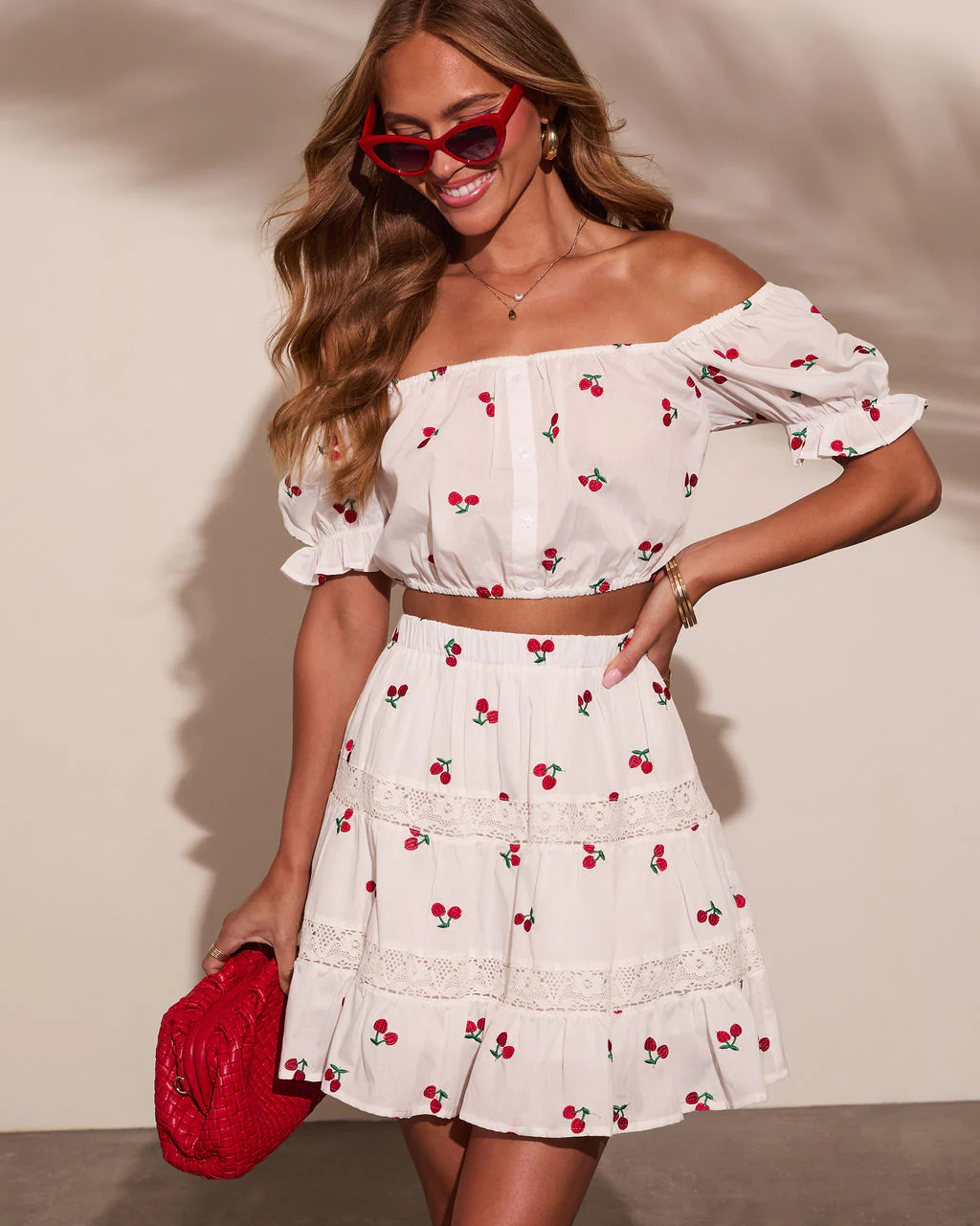 Celinea Cherry Print Mini Skirt - Image 2
