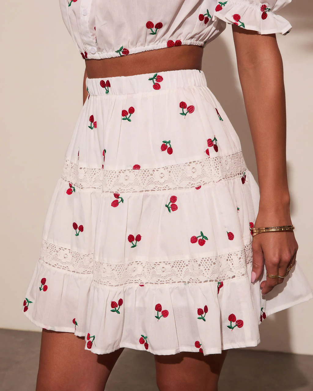 Celinea Cherry Print Mini Skirt - Image 3