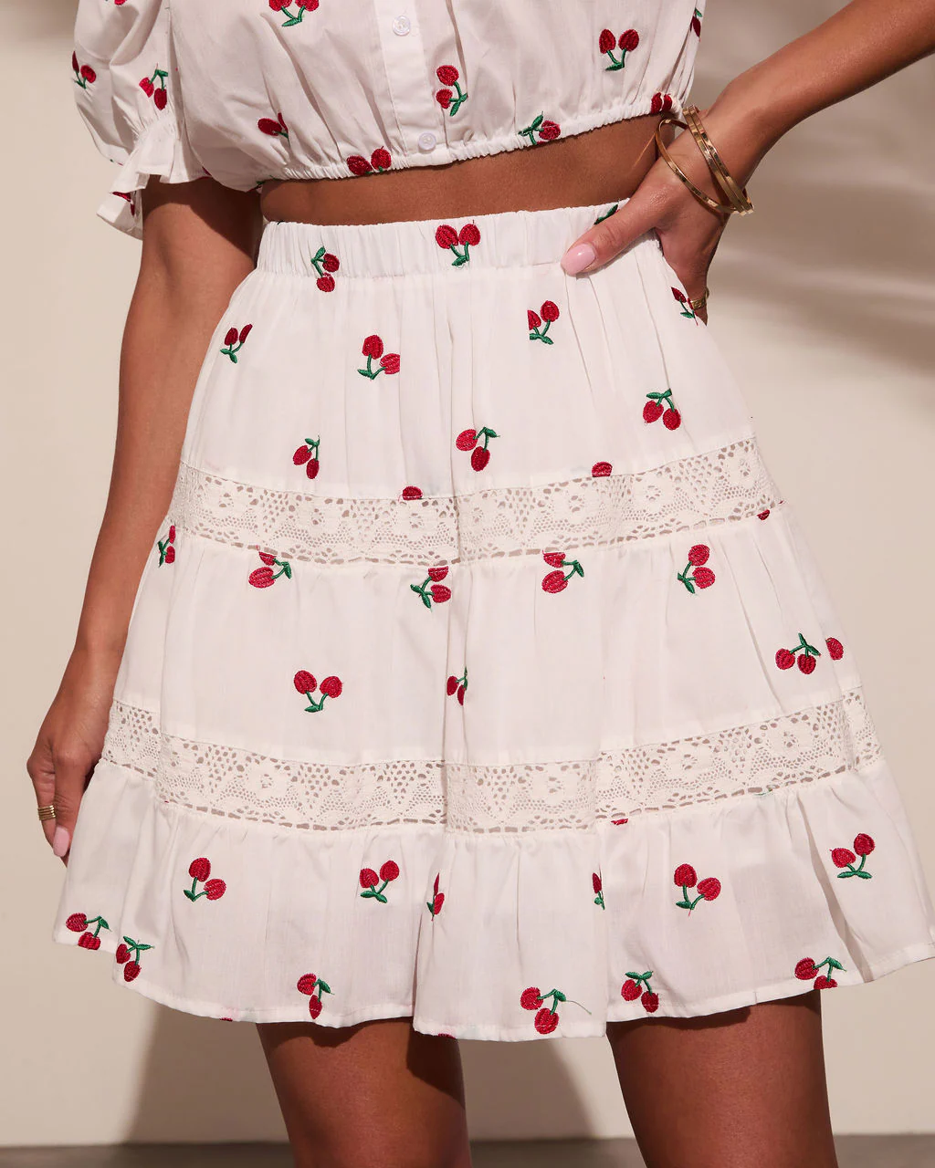 Celinea Cherry Print Mini Skirt - Image 5