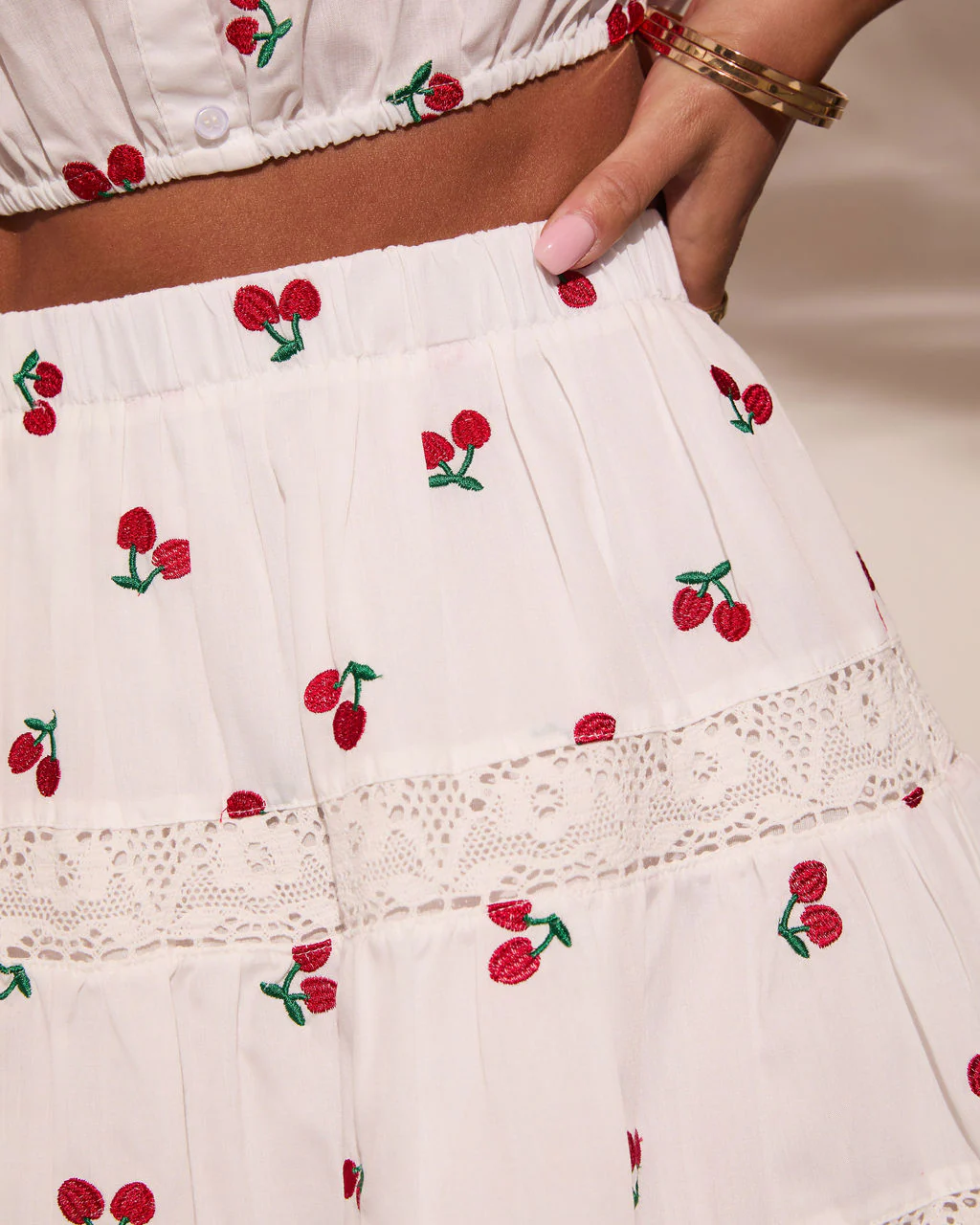 Celinea Cherry Print Mini Skirt - Image 6