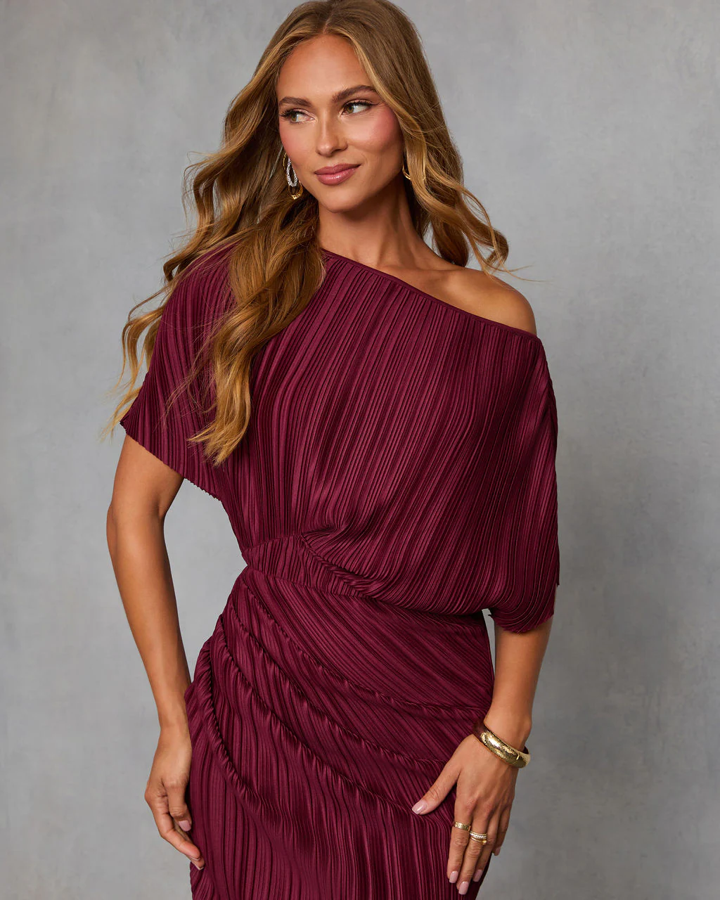 Ceyvan Off The Shoulder Plisse Maxi Dress - Image 2