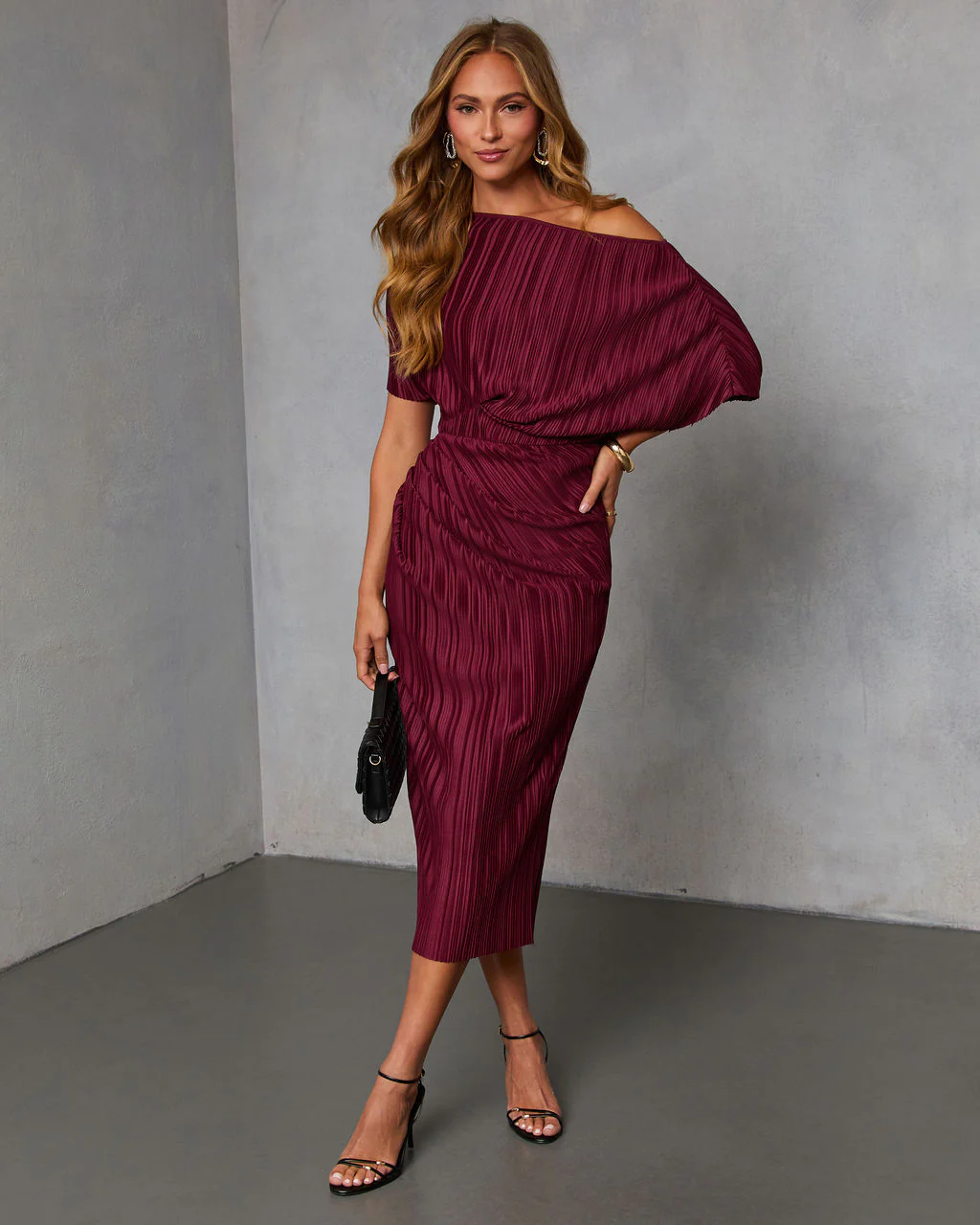 Ceyvan Off The Shoulder Plisse Maxi Dress - Image 6