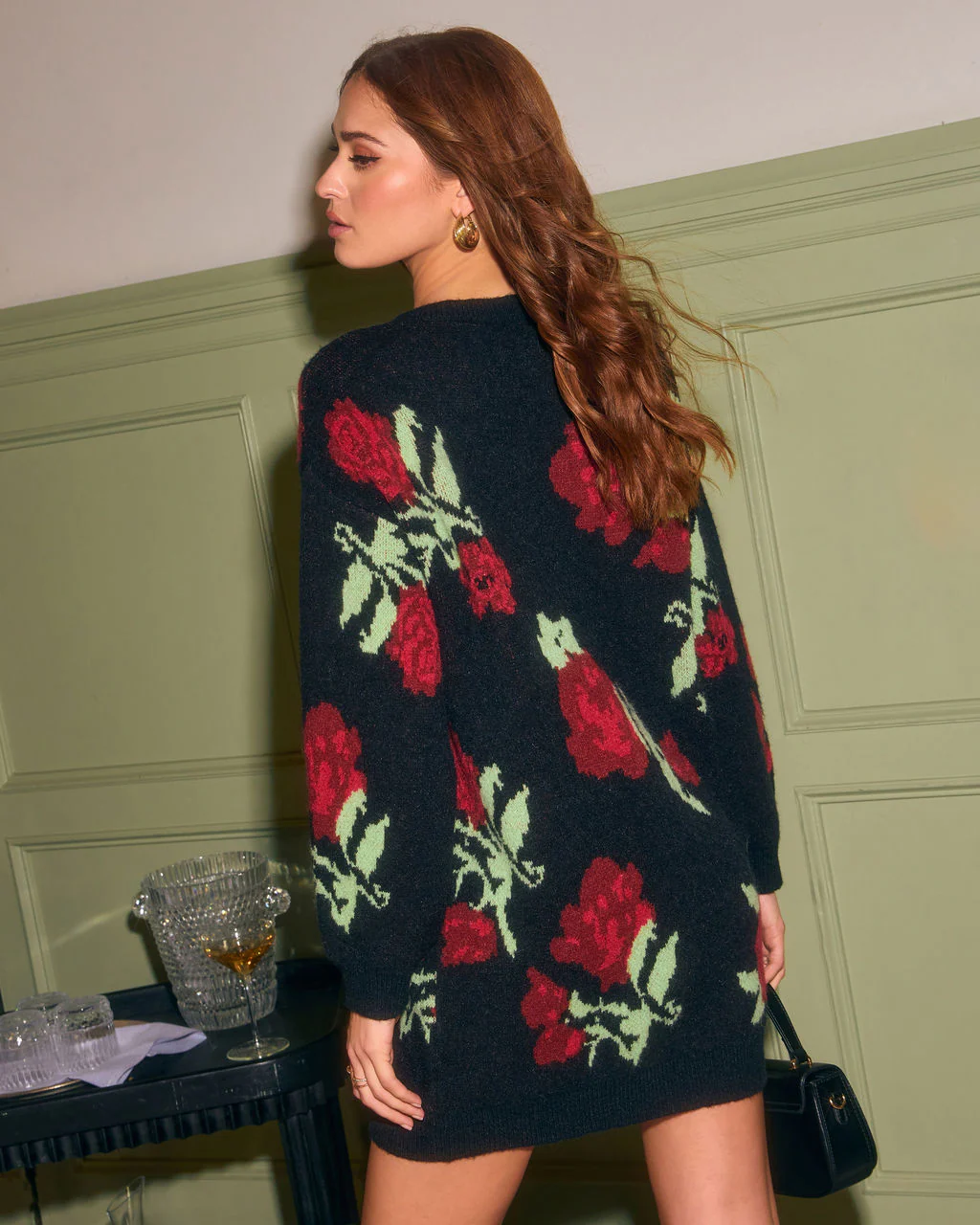 Chai Bloom Abstract Print Mini Sweater Dress - Image 4
