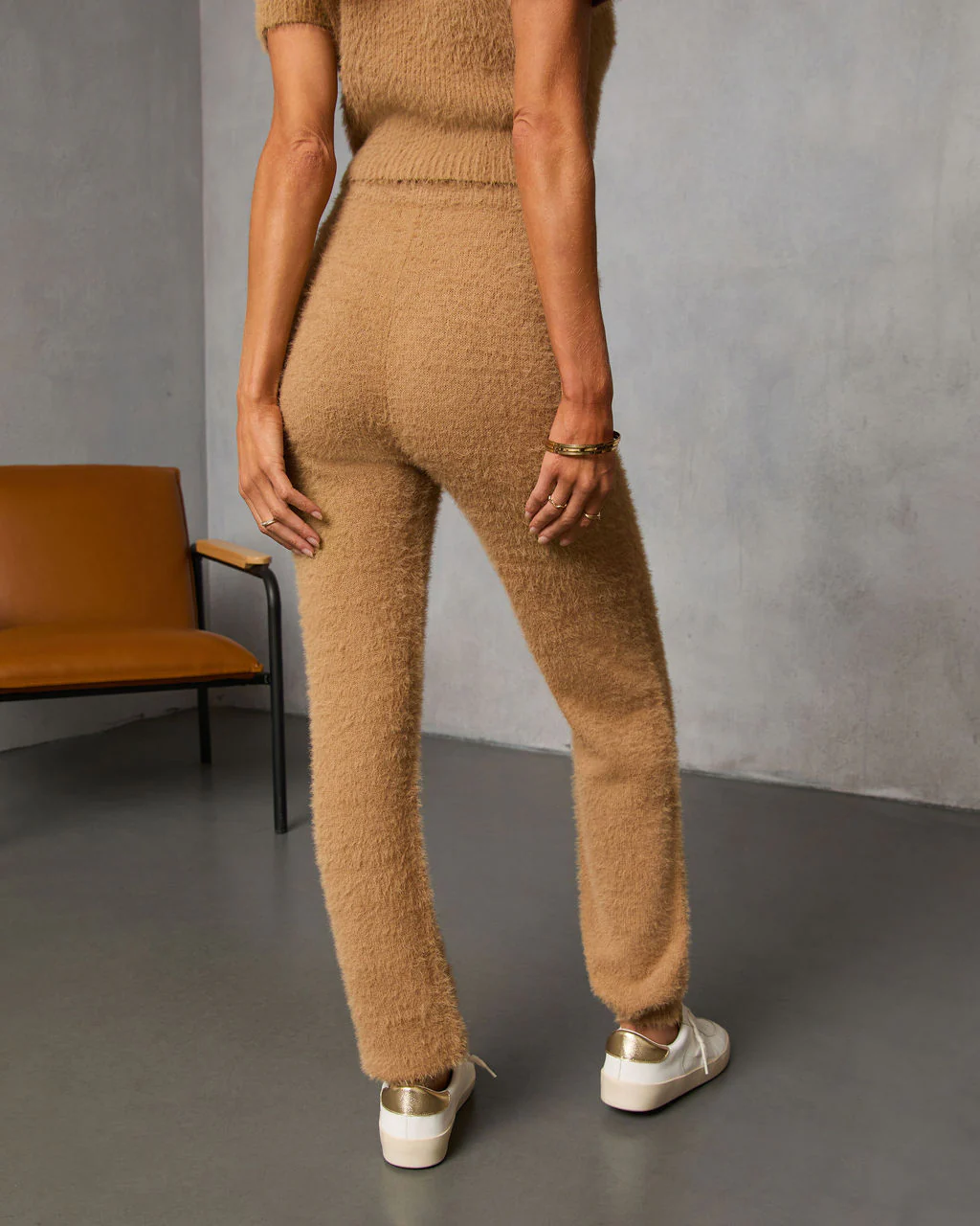 Chai Fall Fuzzy Knit High Rise Waist Tie Pants - Image 4