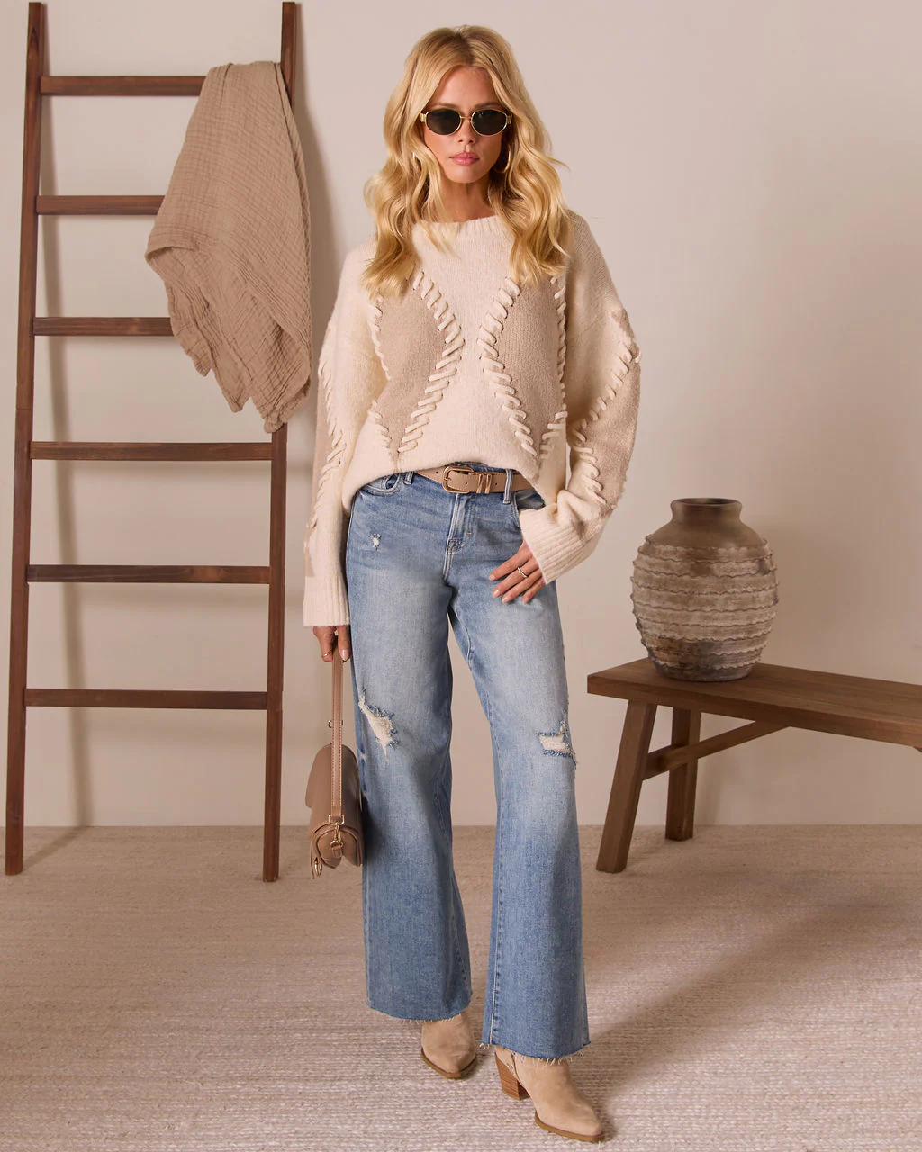 Chai Reverie Raised Stitch Knit Sweater - Image 2