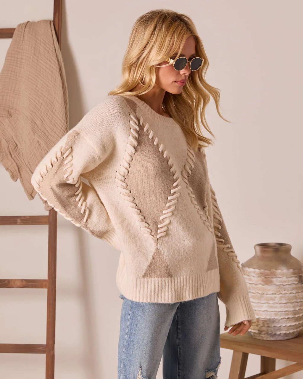 Chai Reverie Raised Stitch Knit Sweater - Image 3