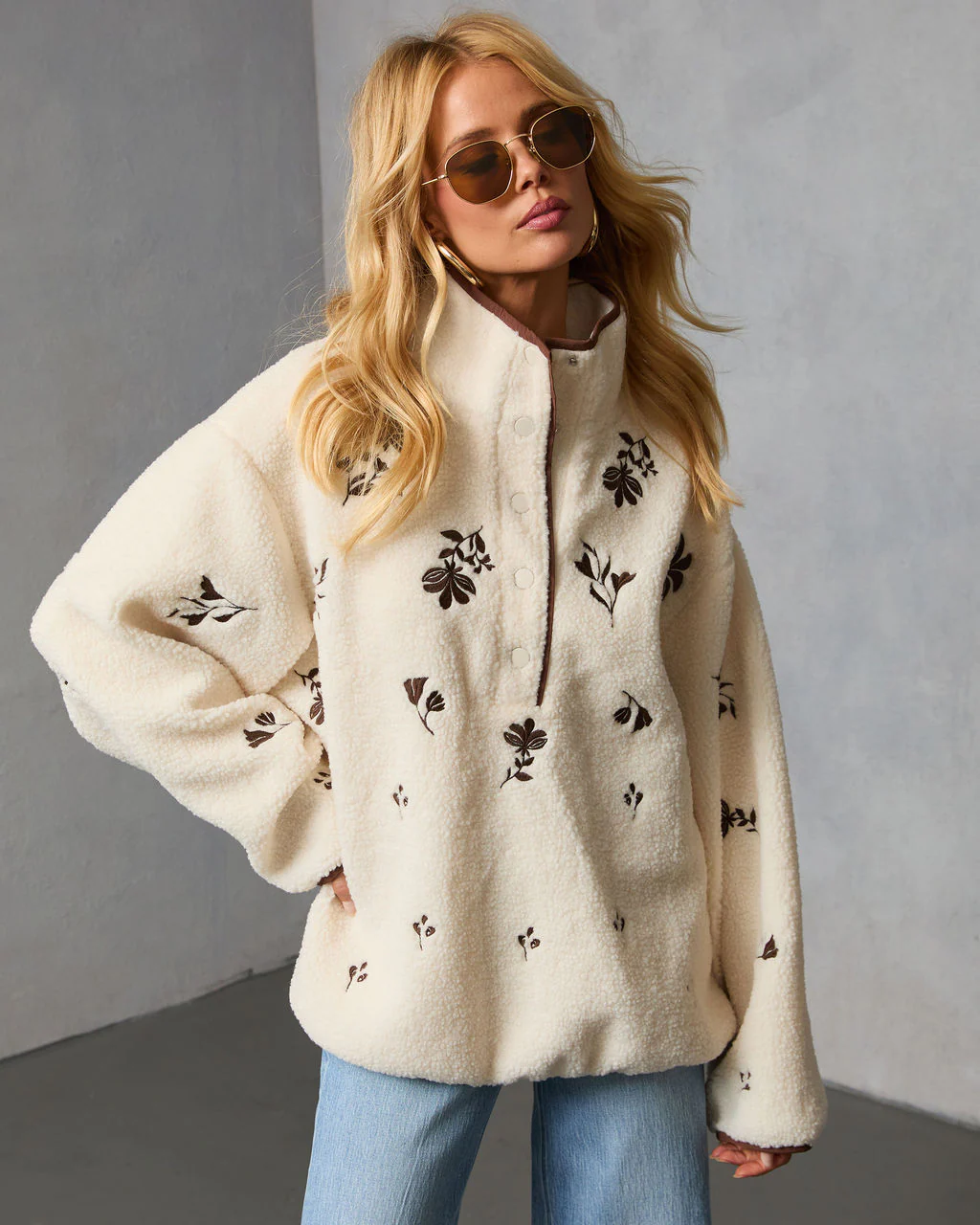 Chalet Embroidered Floral Pullover Jacket - Image 5