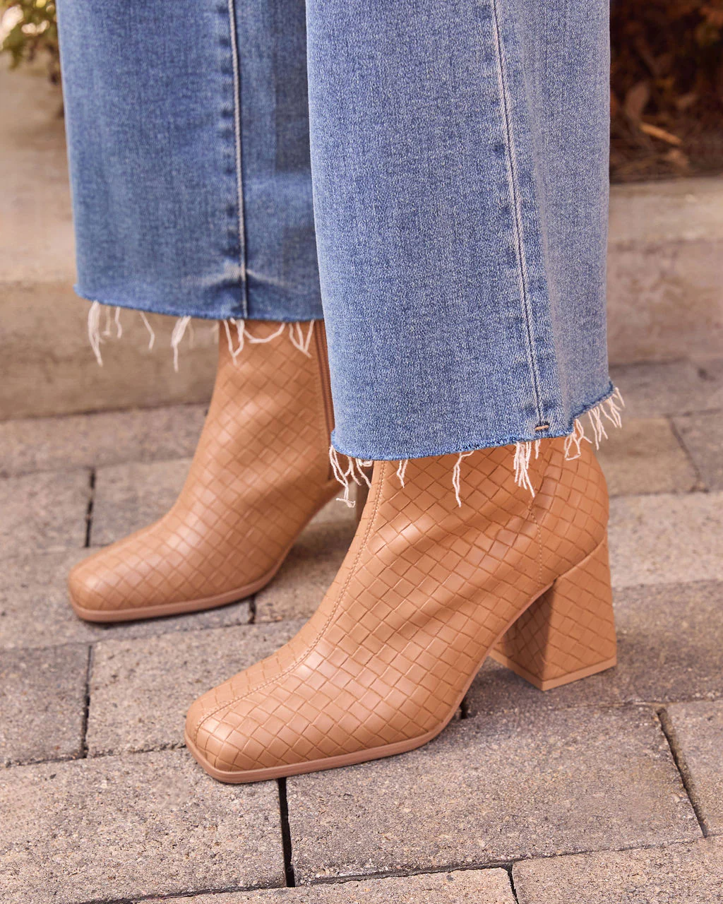Chanie Woven Vegan Leather Booties - Image 10