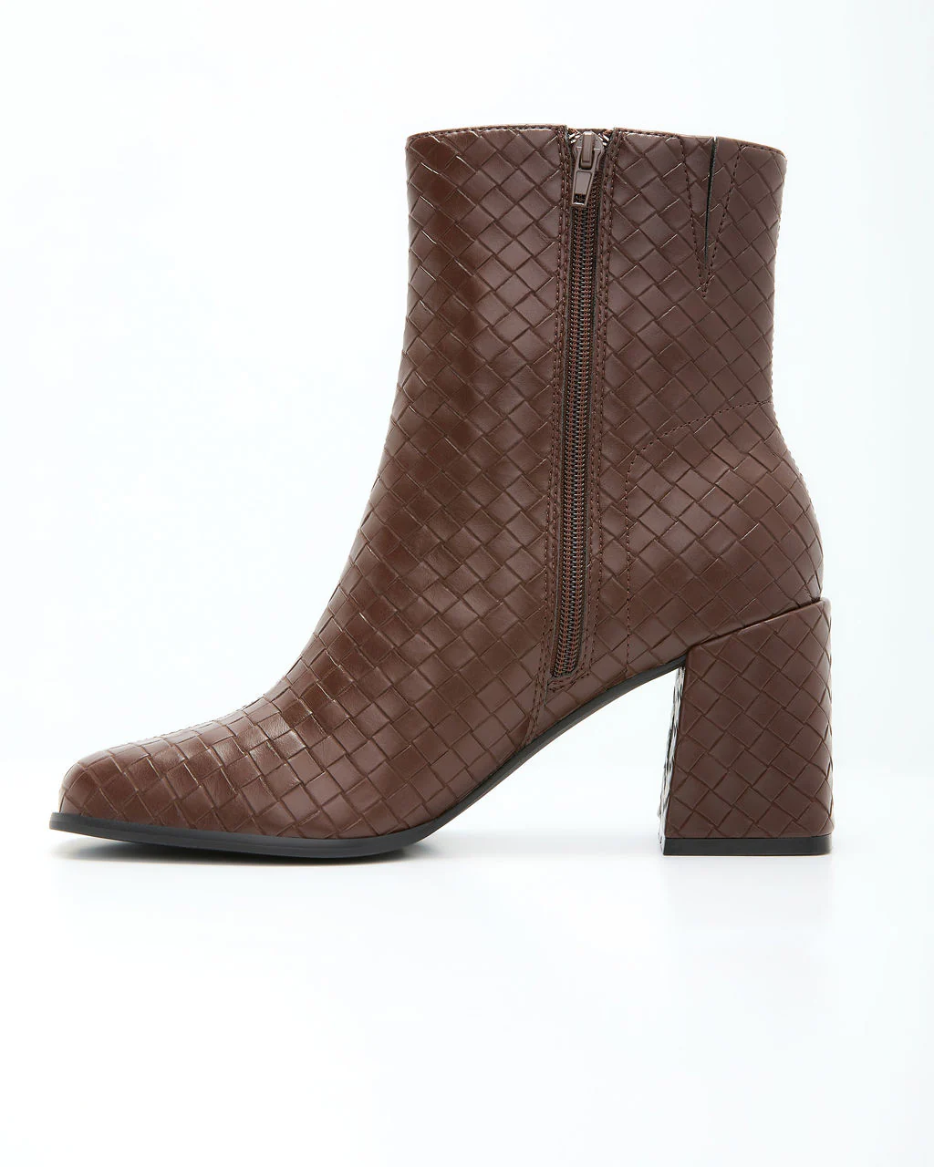 Chanie Woven Vegan Leather Booties - Image 3