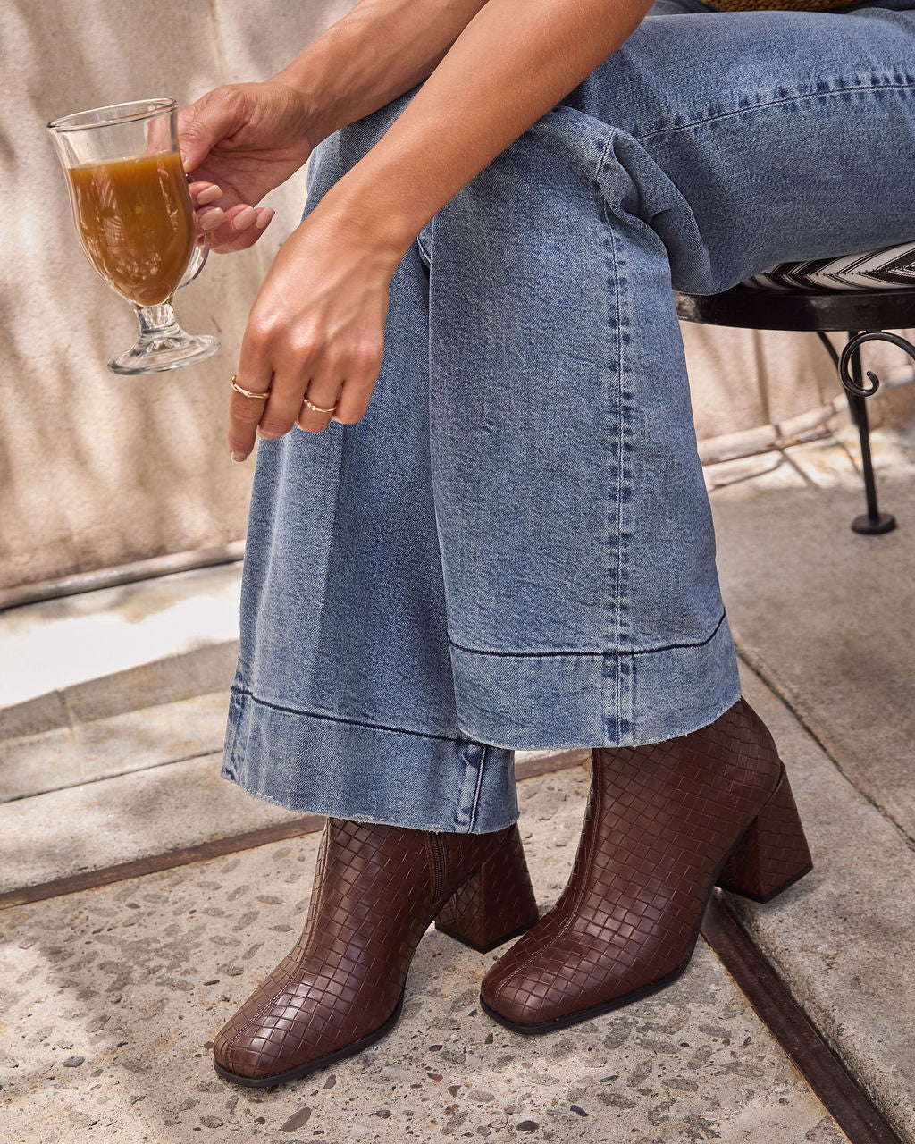Chanie Woven Vegan Leather Booties - Image 4