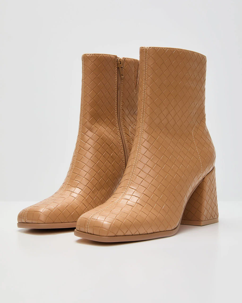 Chanie Woven Vegan Leather Booties - Image 8
