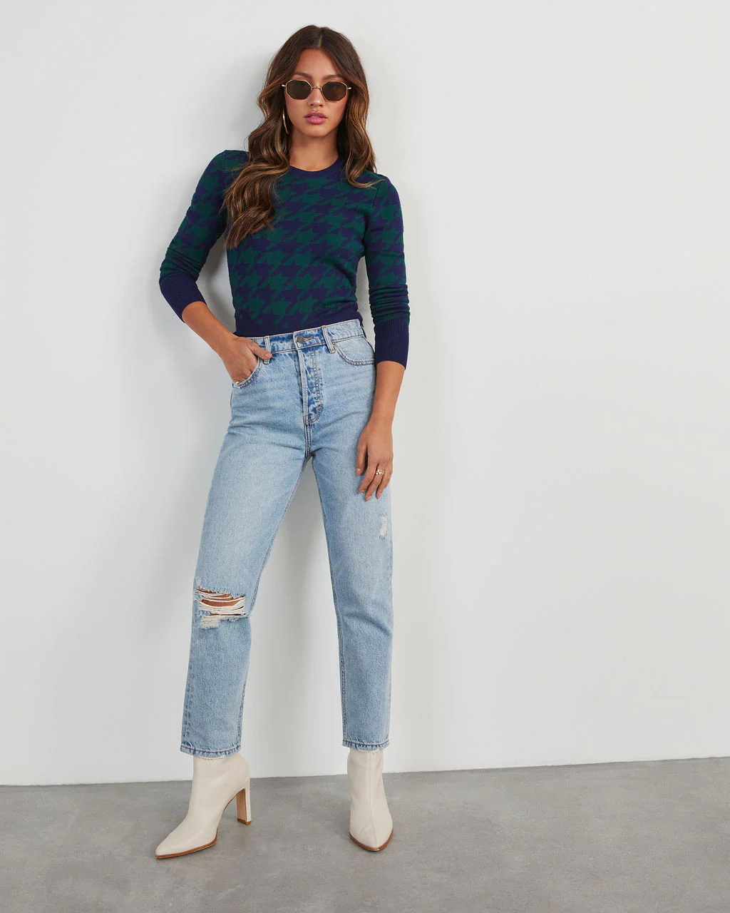 Chantal Houndstooth Pullover Sweater - Image 14